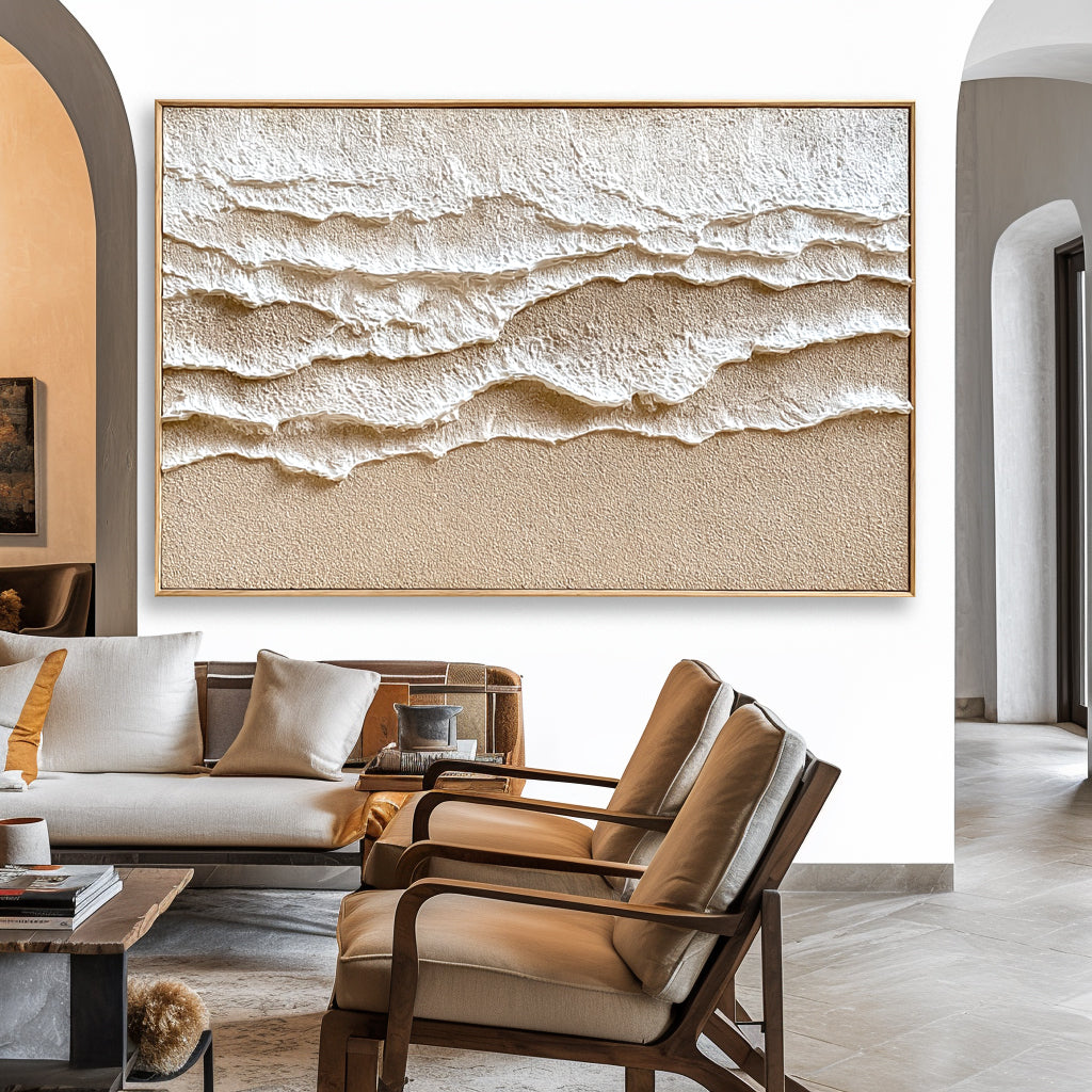 Beige Textured Wave Painting #ART07