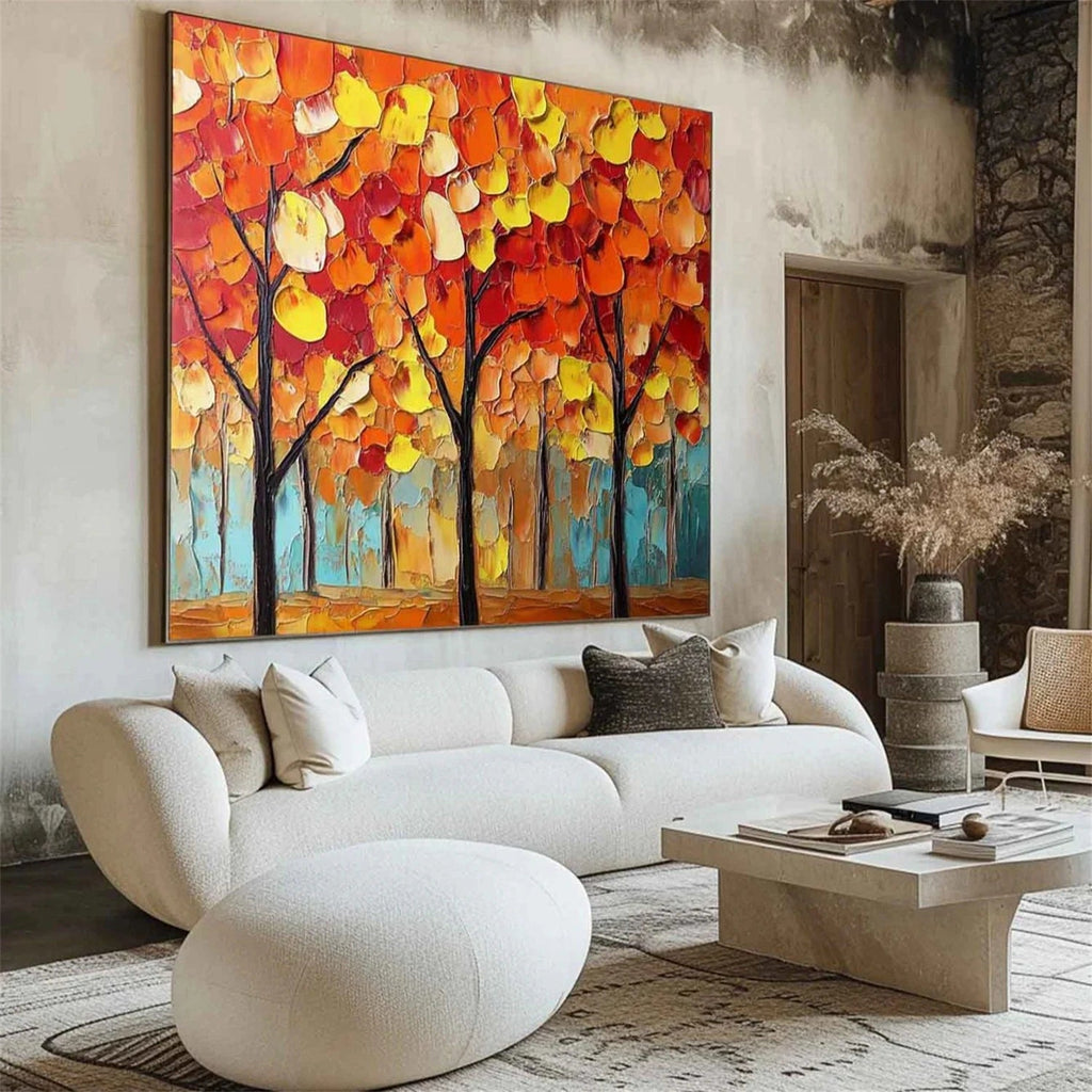 Autumn Ember Forest Abstract Painting
