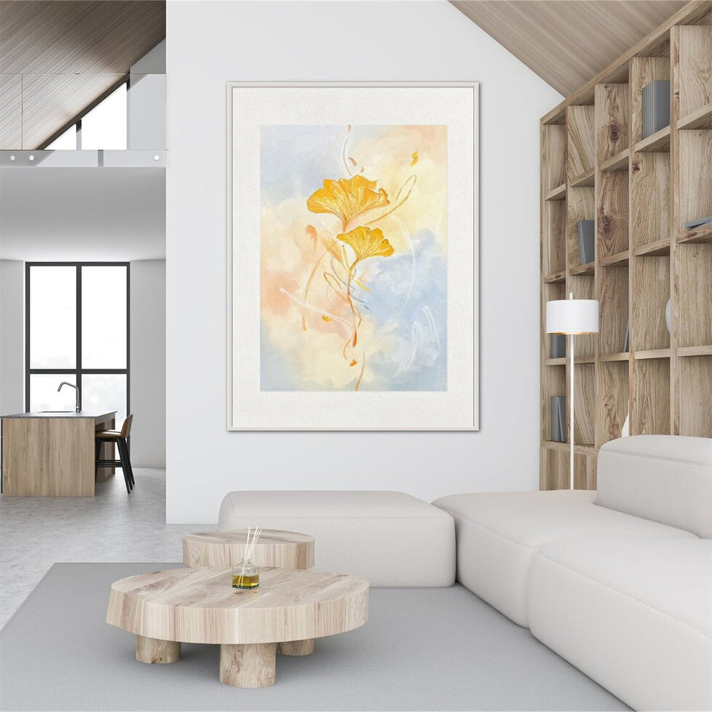 Golden Ginkgo Whisper Abstract Painting