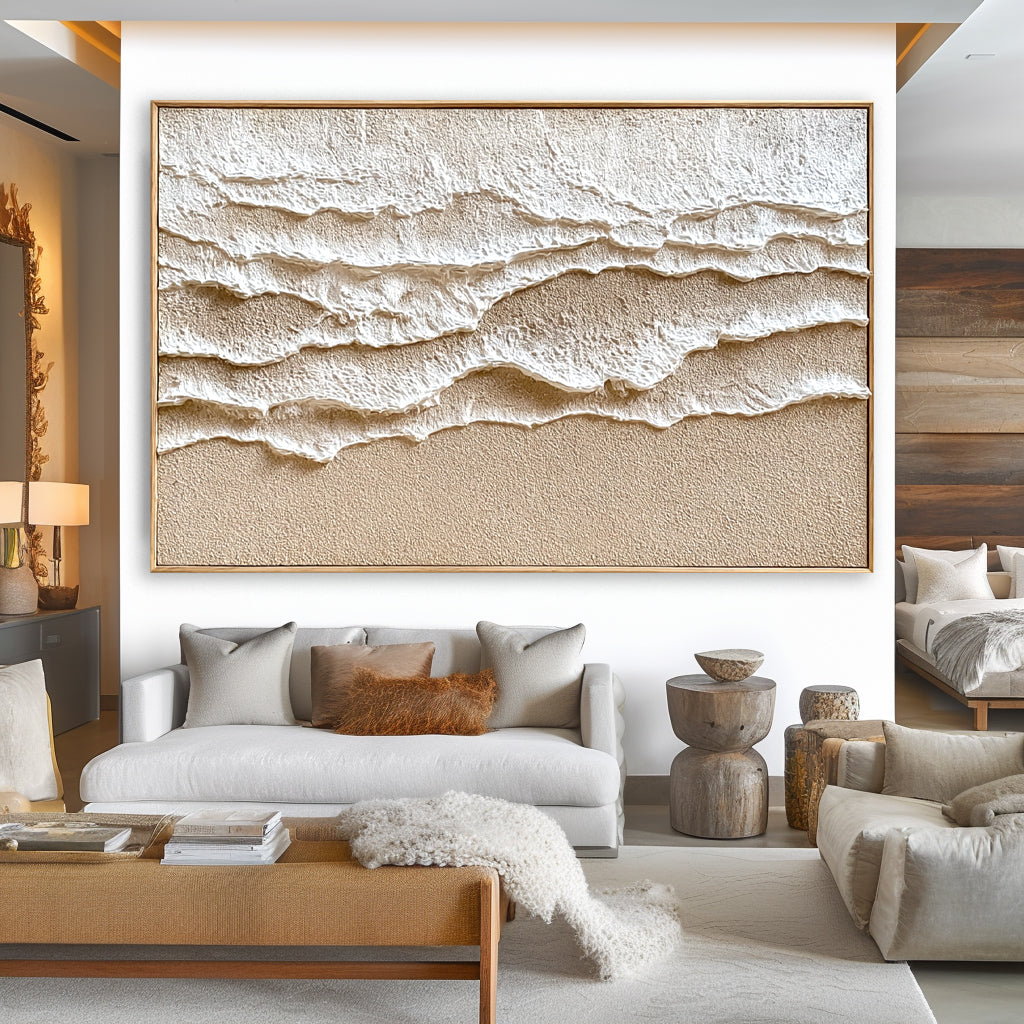 Beige Textured Wave Painting #ART07