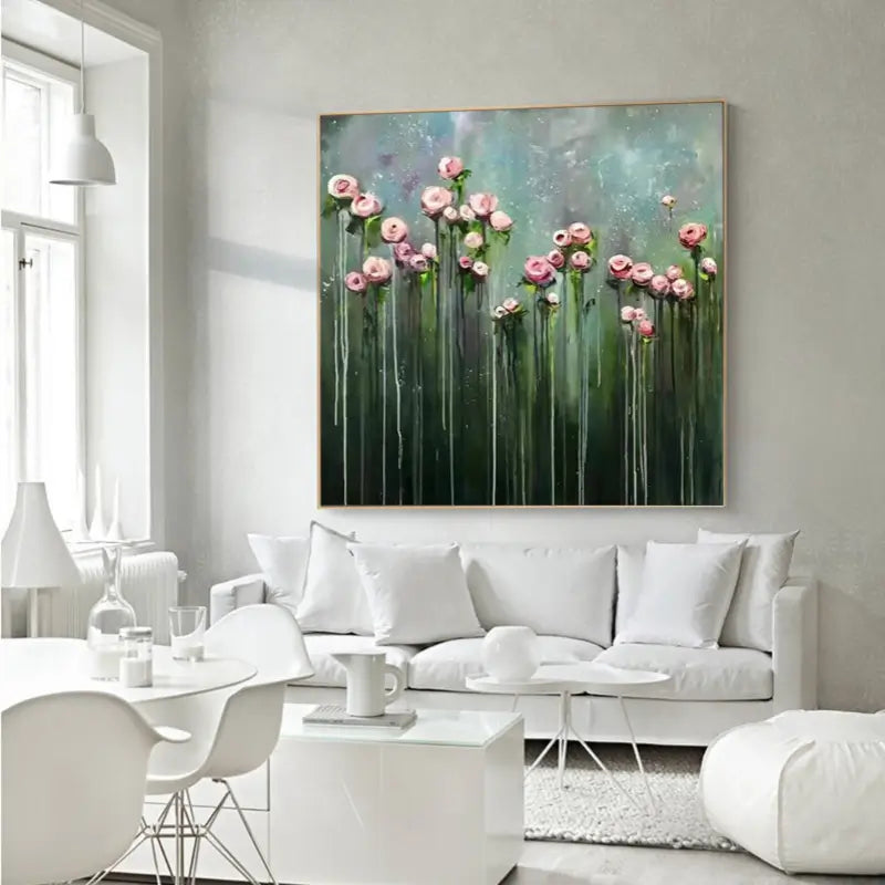 Mistfall Blush Rose Abstract Painting