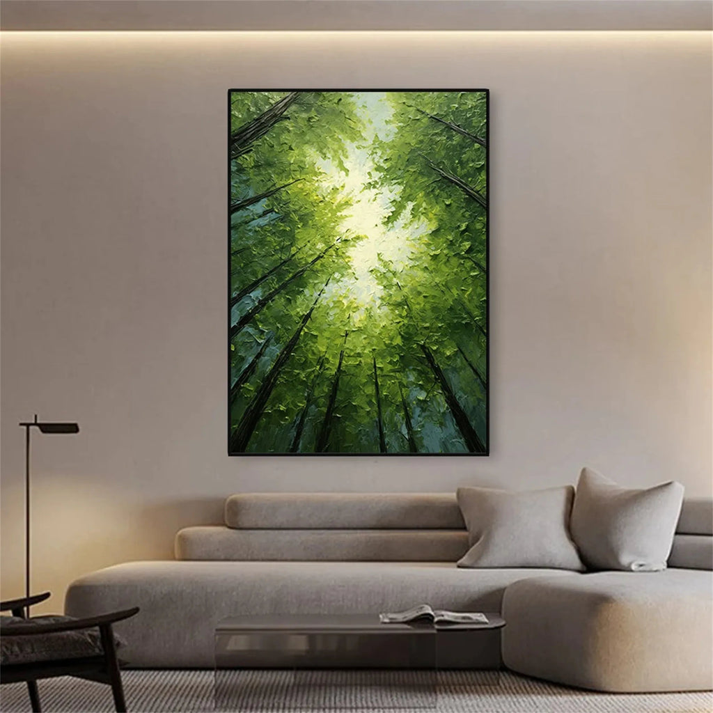 Emerald Canopy Light Forest Painting