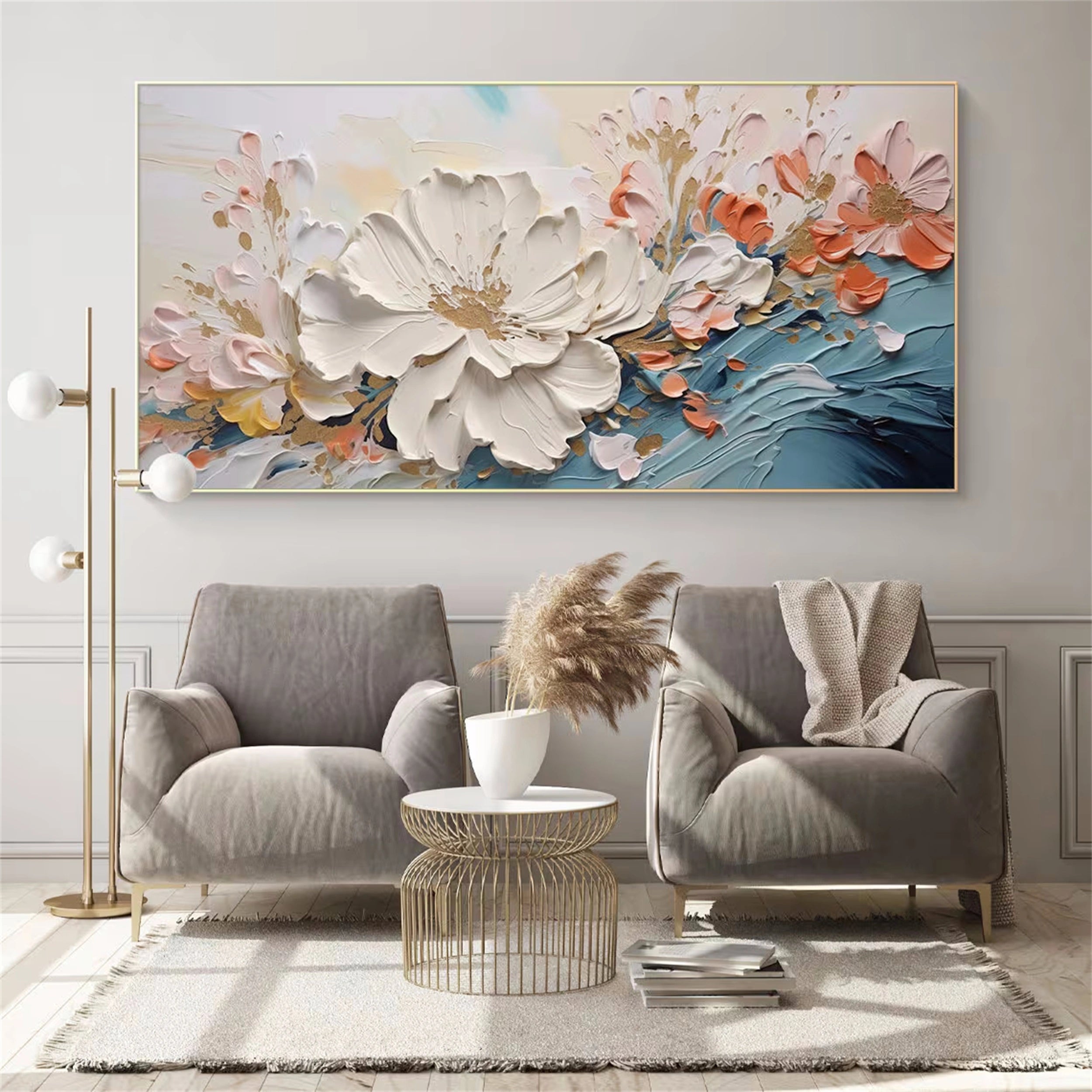 Blush Tides Floral Abstract Painting