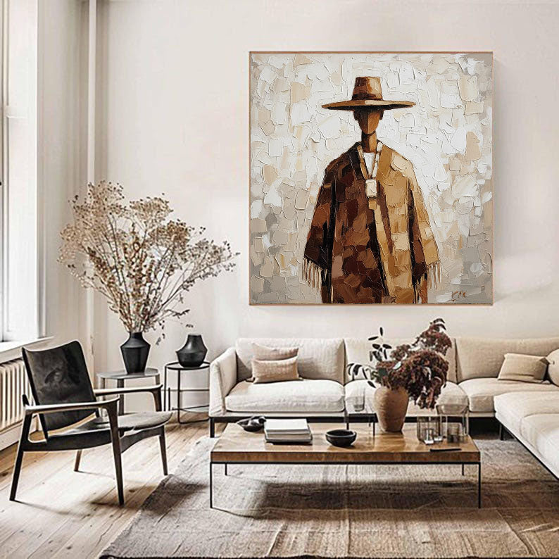 Cultural Nomad – Textured Folk Figure Art Painting