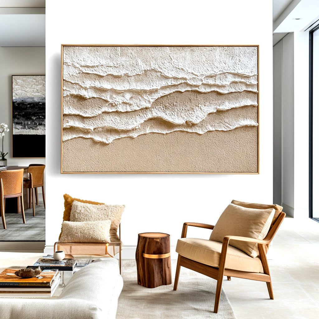 Beige Textured Wave Painting #ART07