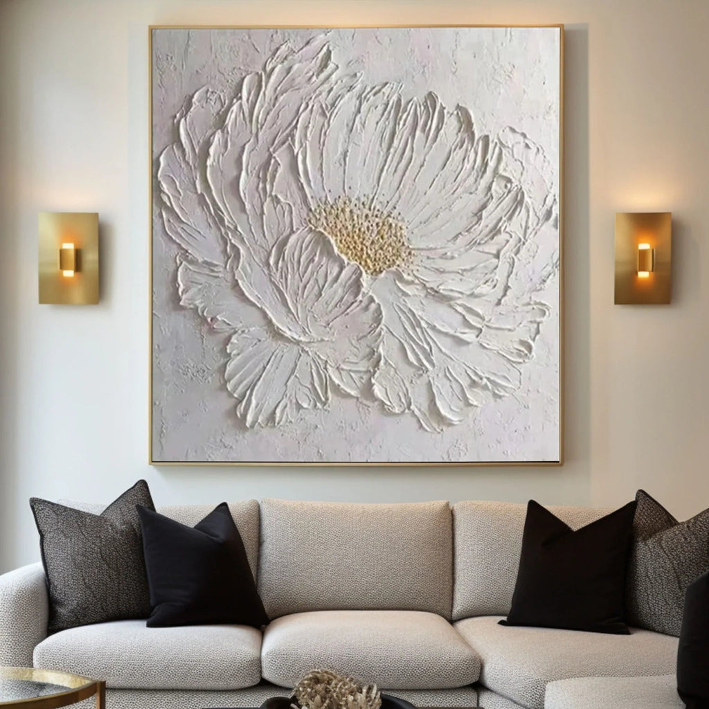 Ivory Bloom Relief Abstract Painting