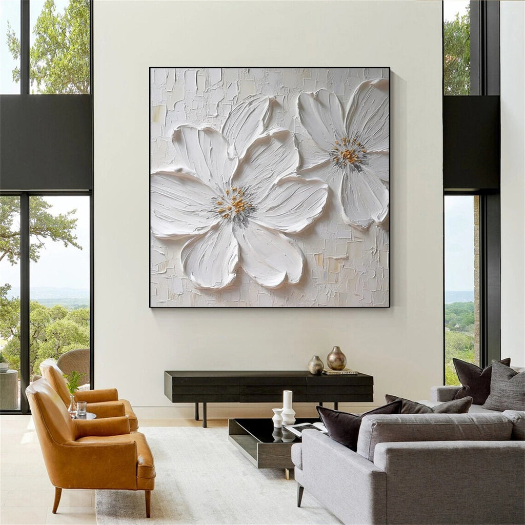 Ivory Petal Whisper Floral Abstract Painting