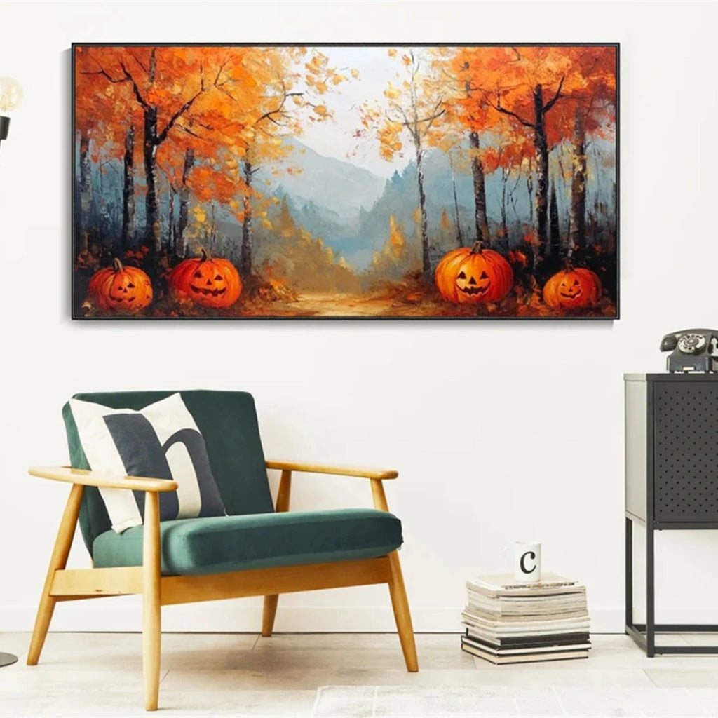 Pumpkin Glow Autumn Forest Painting