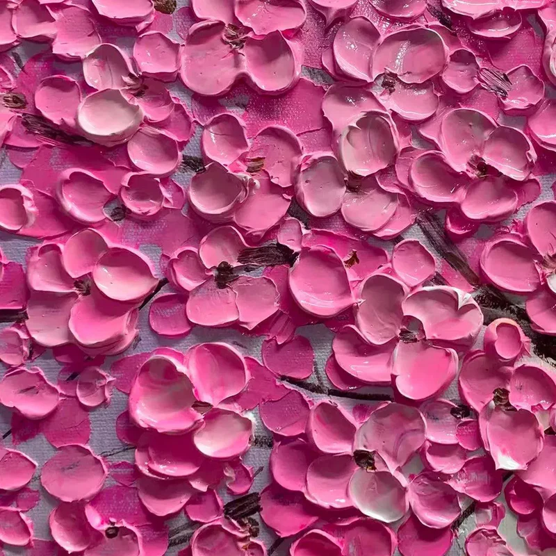 Pink Sakura Tree Textured Painting