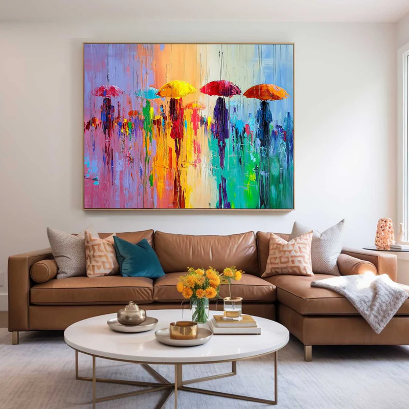 Colorful Umbrella Abstract Painting