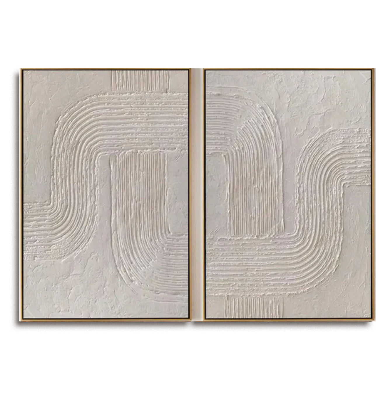 Set of 2 Minimalist Textured Paintings