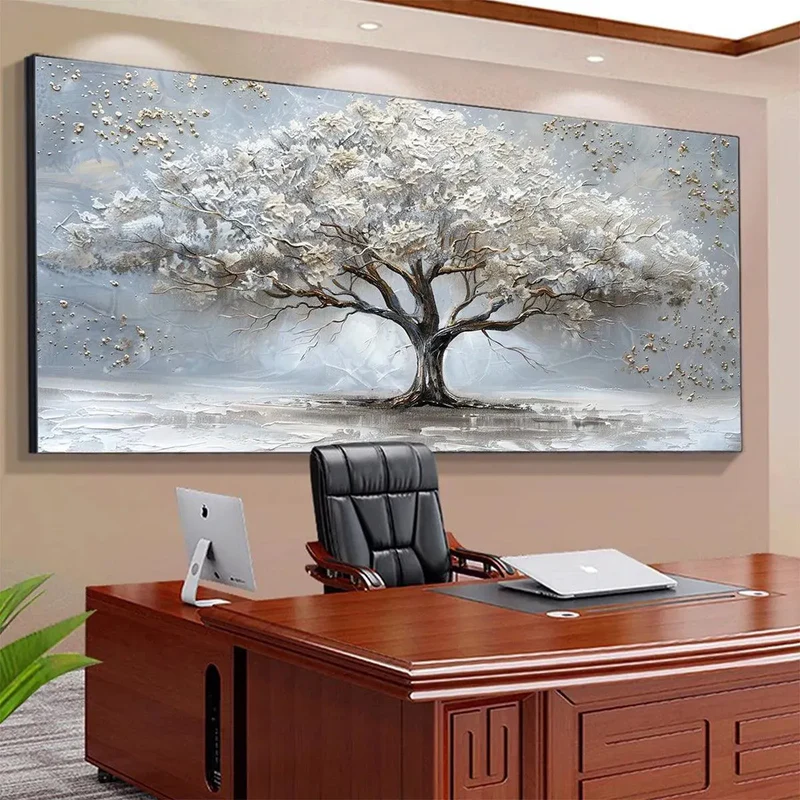 Silver Tree Textured Painting