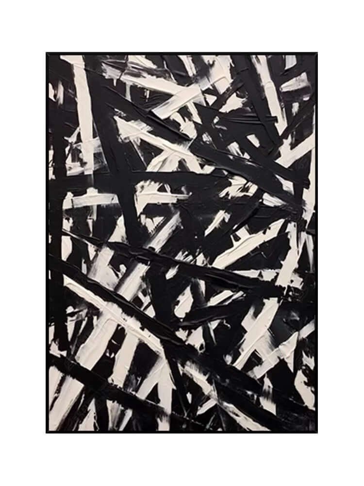 Fractured Lines: A Bold Contemporary Abstract Wall Art in Black and White