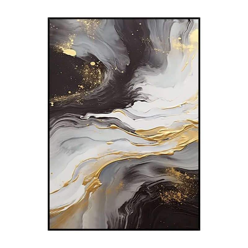 Golden Nebula: A Luxurious Contemporary Abstract Wall Art in Black and Gold