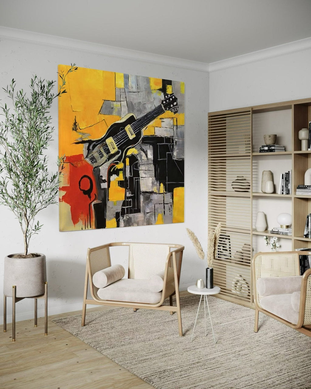 Urban Riff: A Contemporary Music & Guitar Abstract Canvas Painting