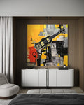 Urban Riff: A Contemporary Music & Guitar Abstract Canvas Painting