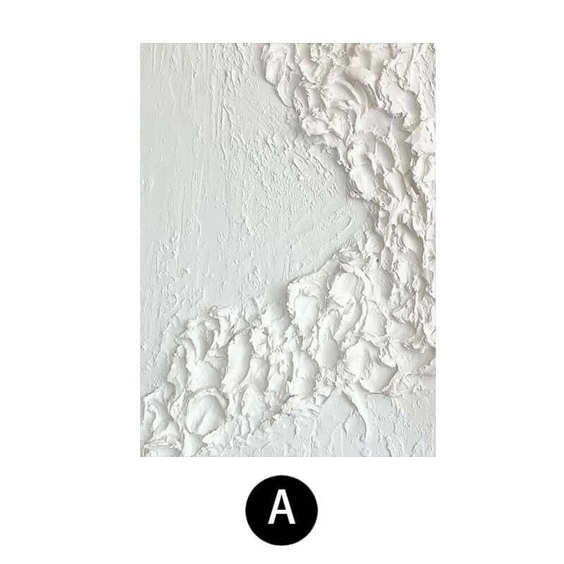 Glacial Divide: A Pure White Textured Abstract Wall Art