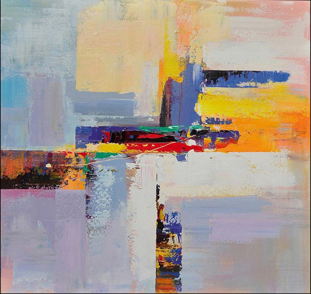 Urban Intersection: A Vibrant Contemporary Abstract Canvas Painting