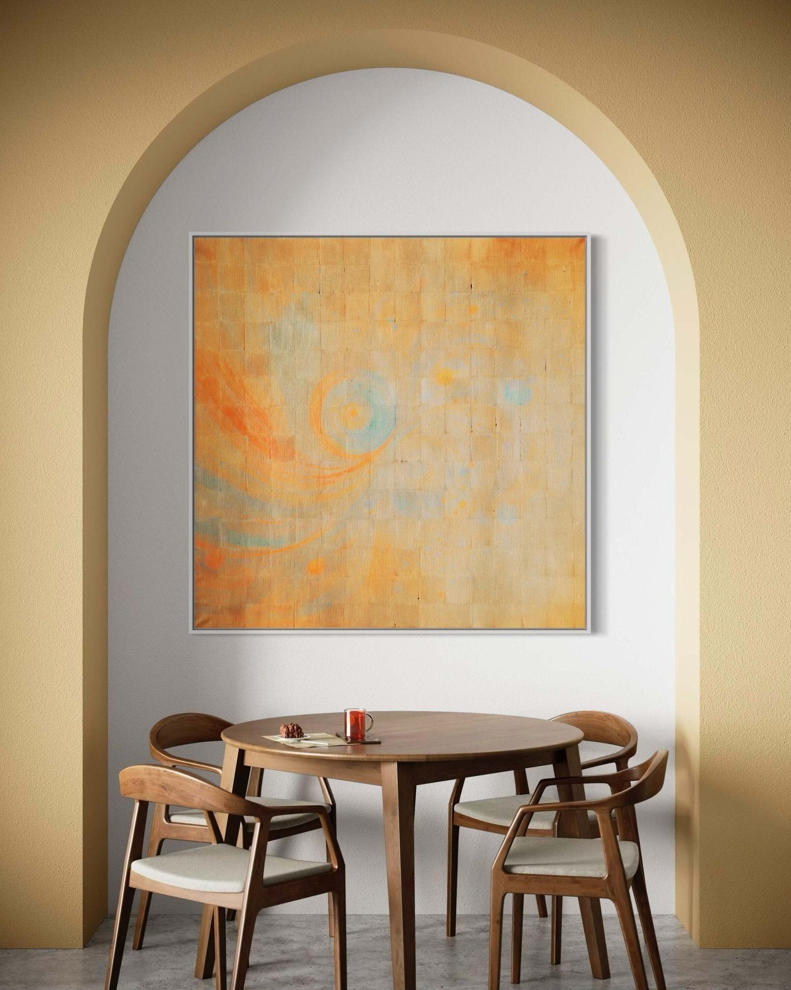 Sunstone Echoes: A Warm Rustic Abstract Wall Art for Boho Interiors