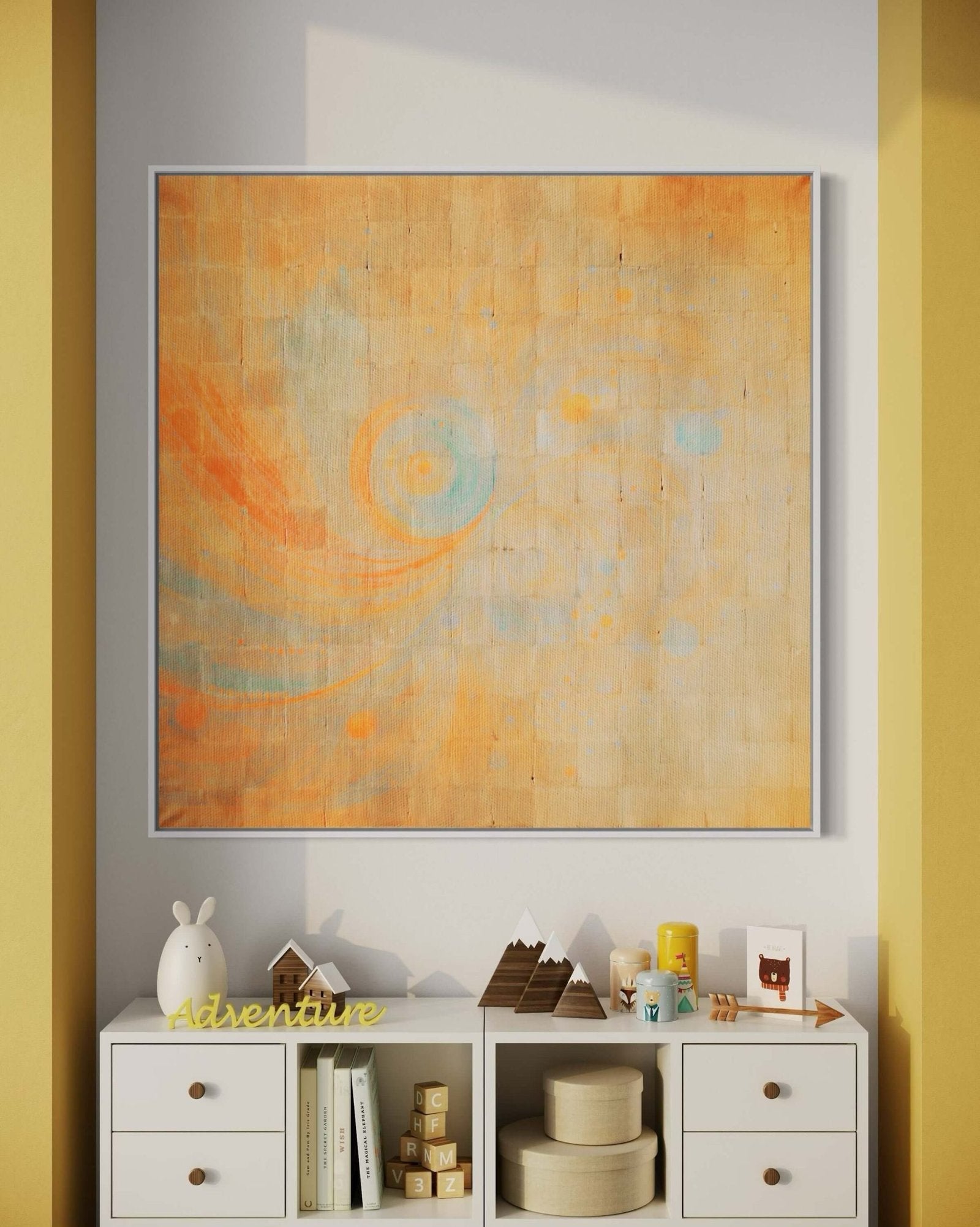 Sunstone Echoes: A Warm Rustic Abstract Wall Art for Boho Interiors
