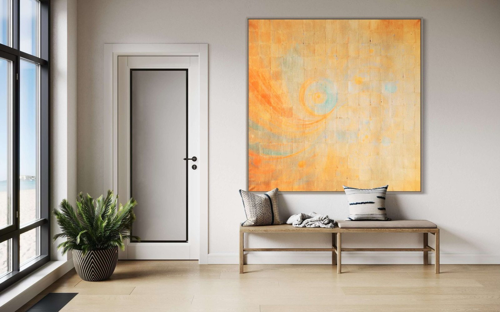 Sunstone Echoes: A Warm Rustic Abstract Wall Art for Boho Interiors