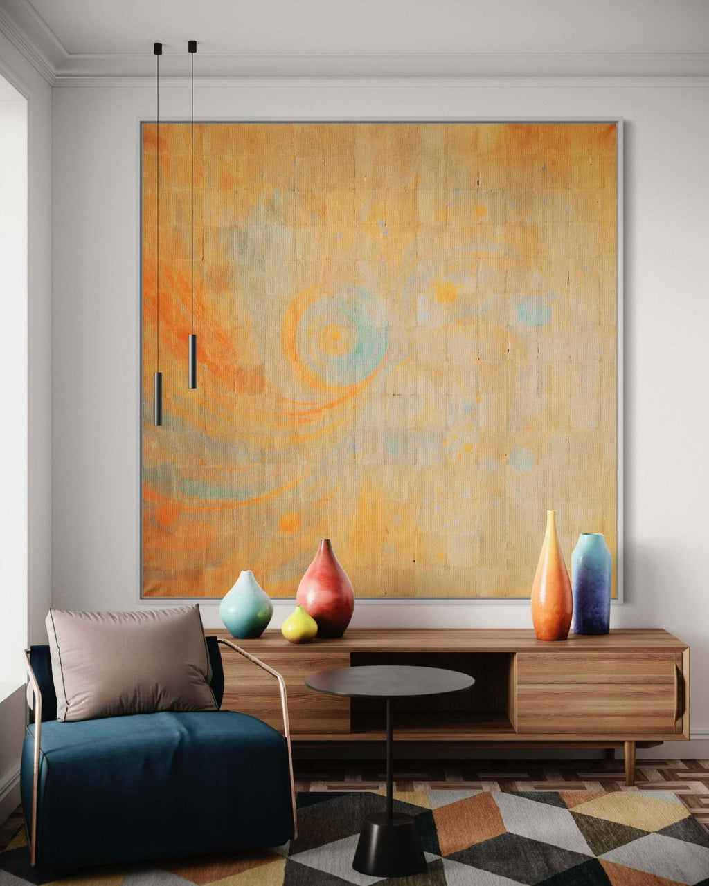 Sunstone Echoes: A Warm Rustic Abstract Wall Art for Boho Interiors