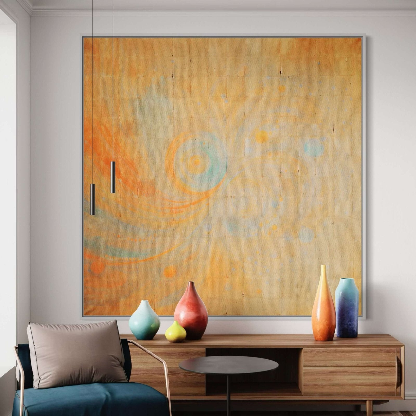 Sunstone Echoes: A Warm Rustic Abstract Wall Art for Boho Interiors
