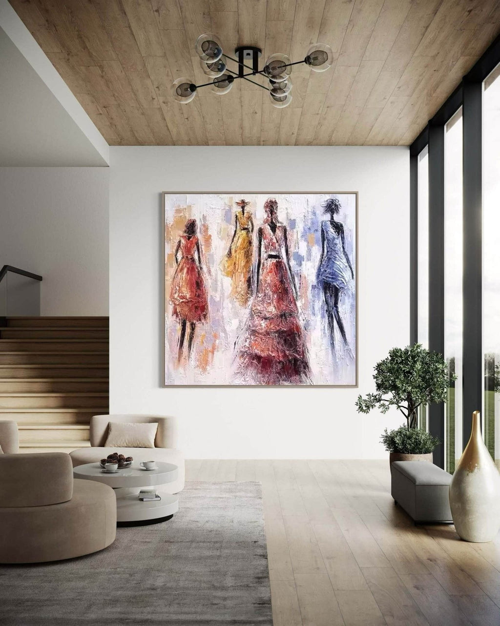 Urban Elegance: A Contemporary Abstract Portrait Canvas Painting