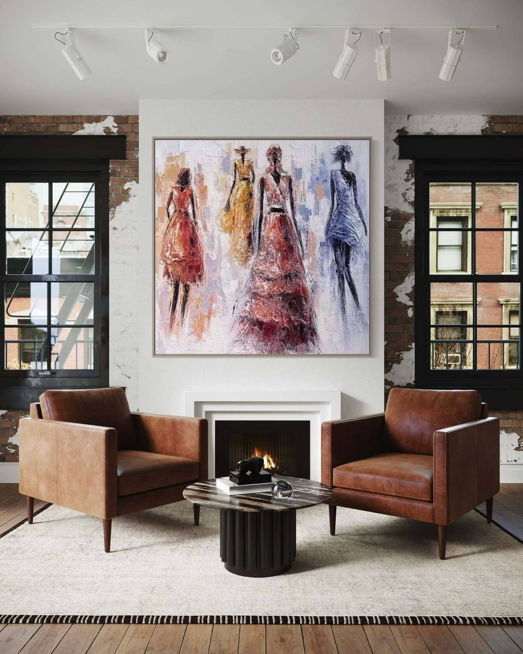 Urban Elegance: A Contemporary Abstract Portrait Canvas Painting