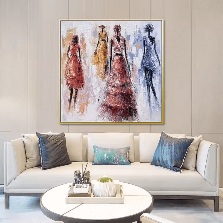 Urban Elegance: A Contemporary Abstract Portrait Canvas Painting