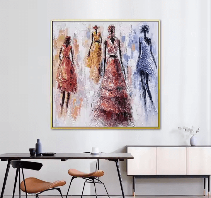 Urban Elegance: A Contemporary Abstract Portrait Canvas Painting