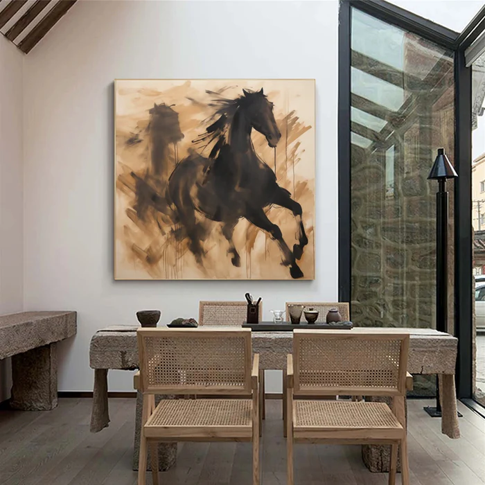 Gallop Spirit Black Horse Painting