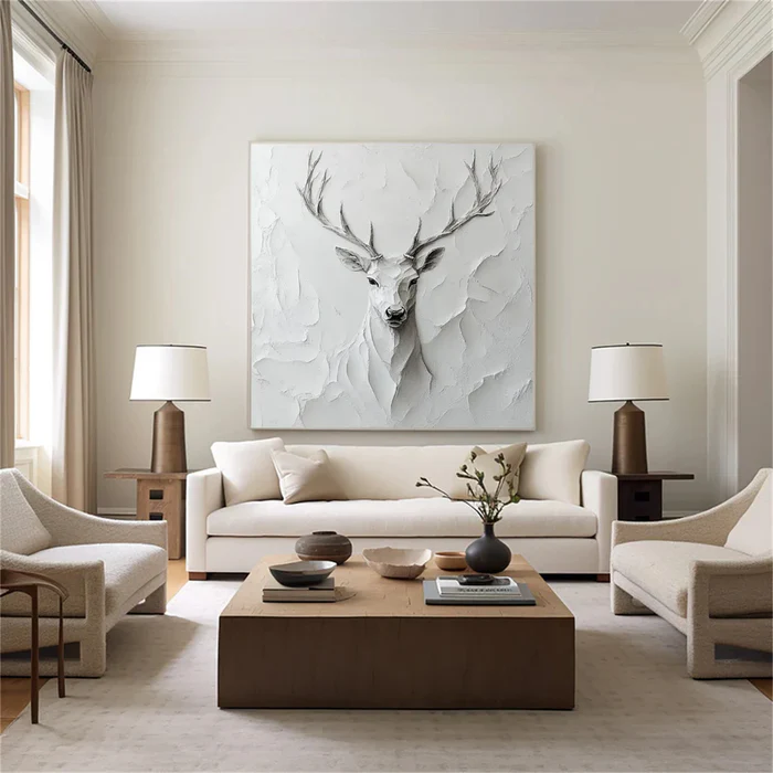 Silent Grace Deer Textured Painting #AR013