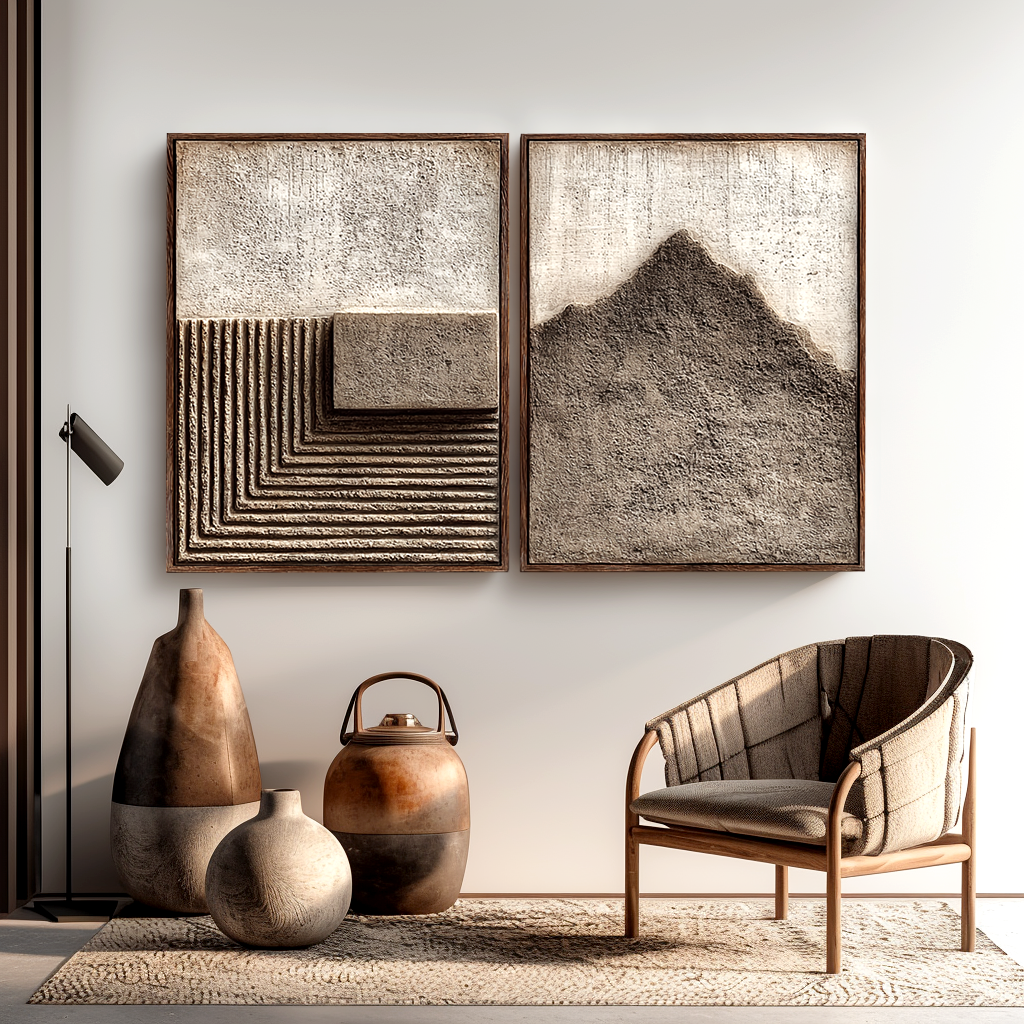 Wabi Sabi Textured Wall Art Set #ART84