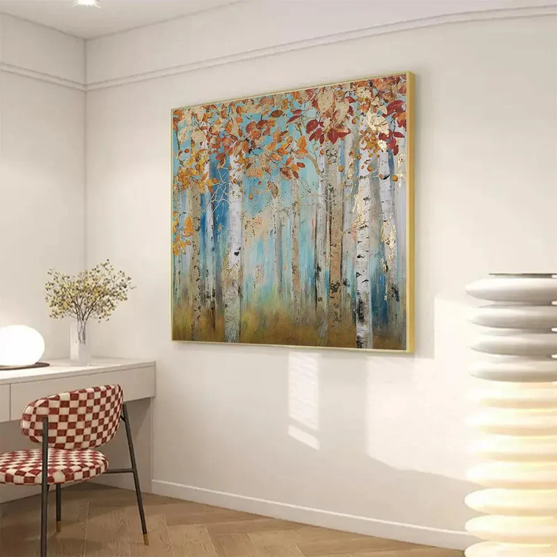 Autumn Birch Forest Oil Painting