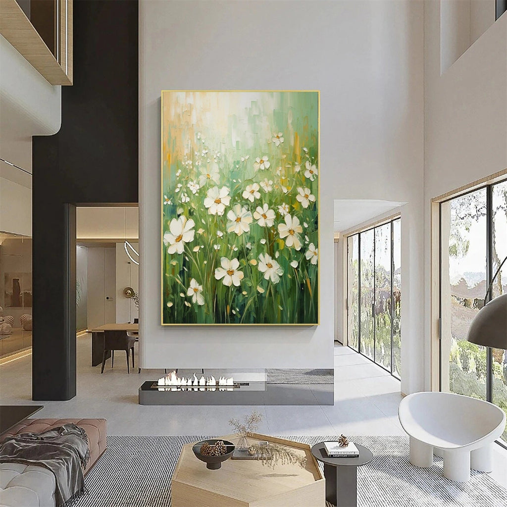 Morning Meadow White Floral Painting