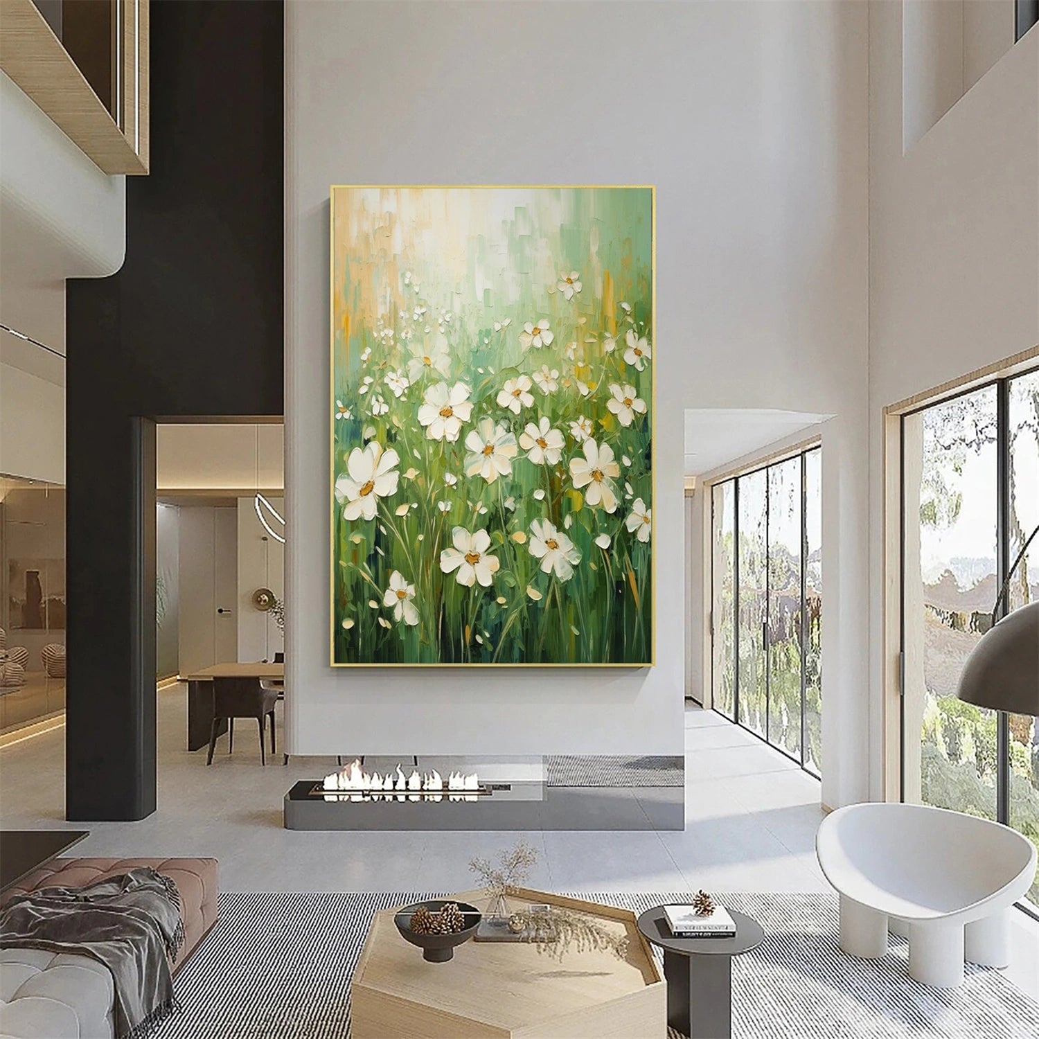 Morning Meadow White Floral Painting