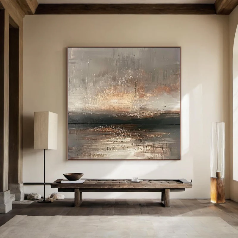 Ember Mist Abstract Landscape Painting