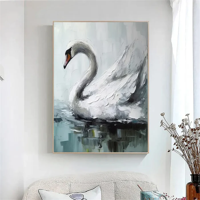 Serenity White Swan Painting