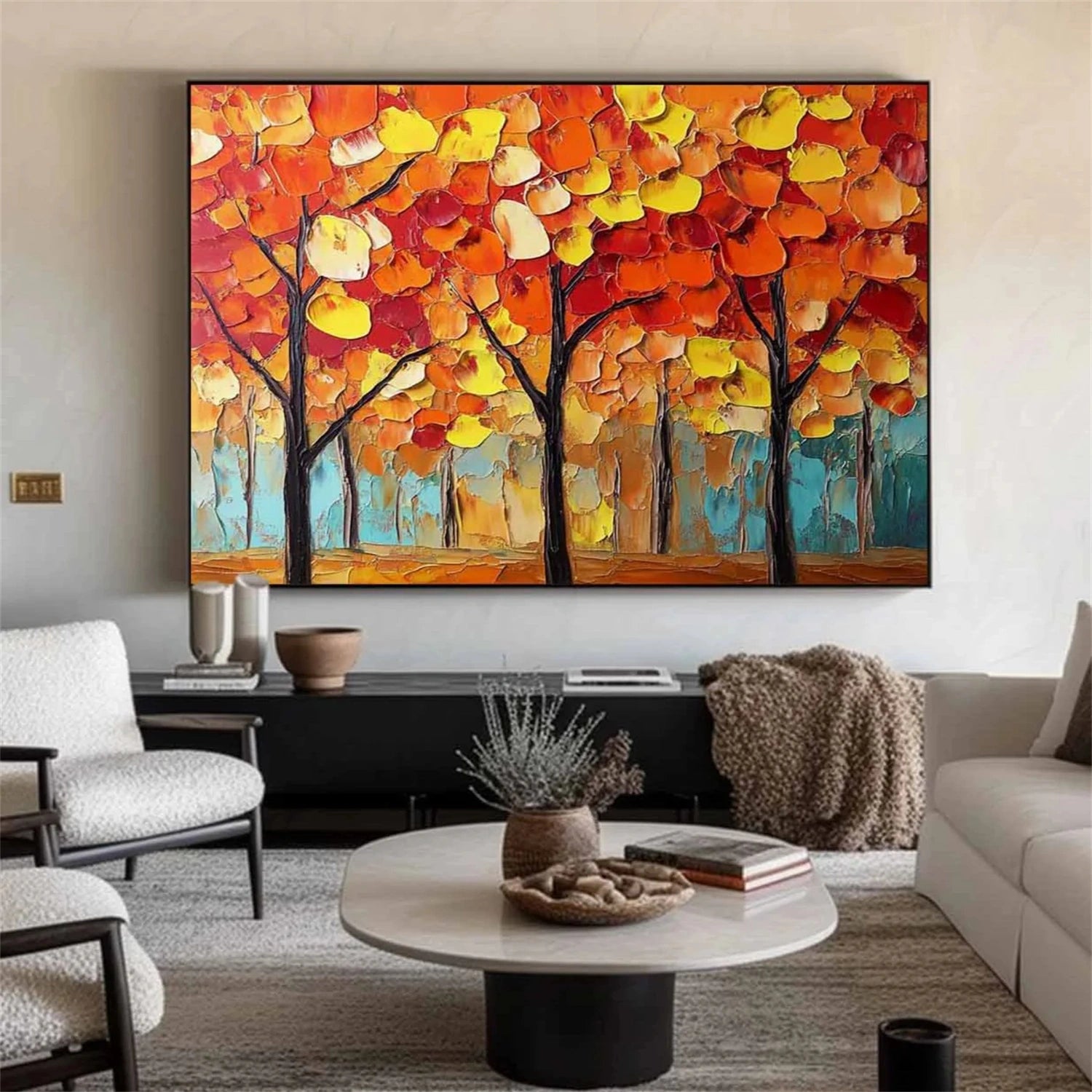 Autumn Ember Forest Abstract Painting