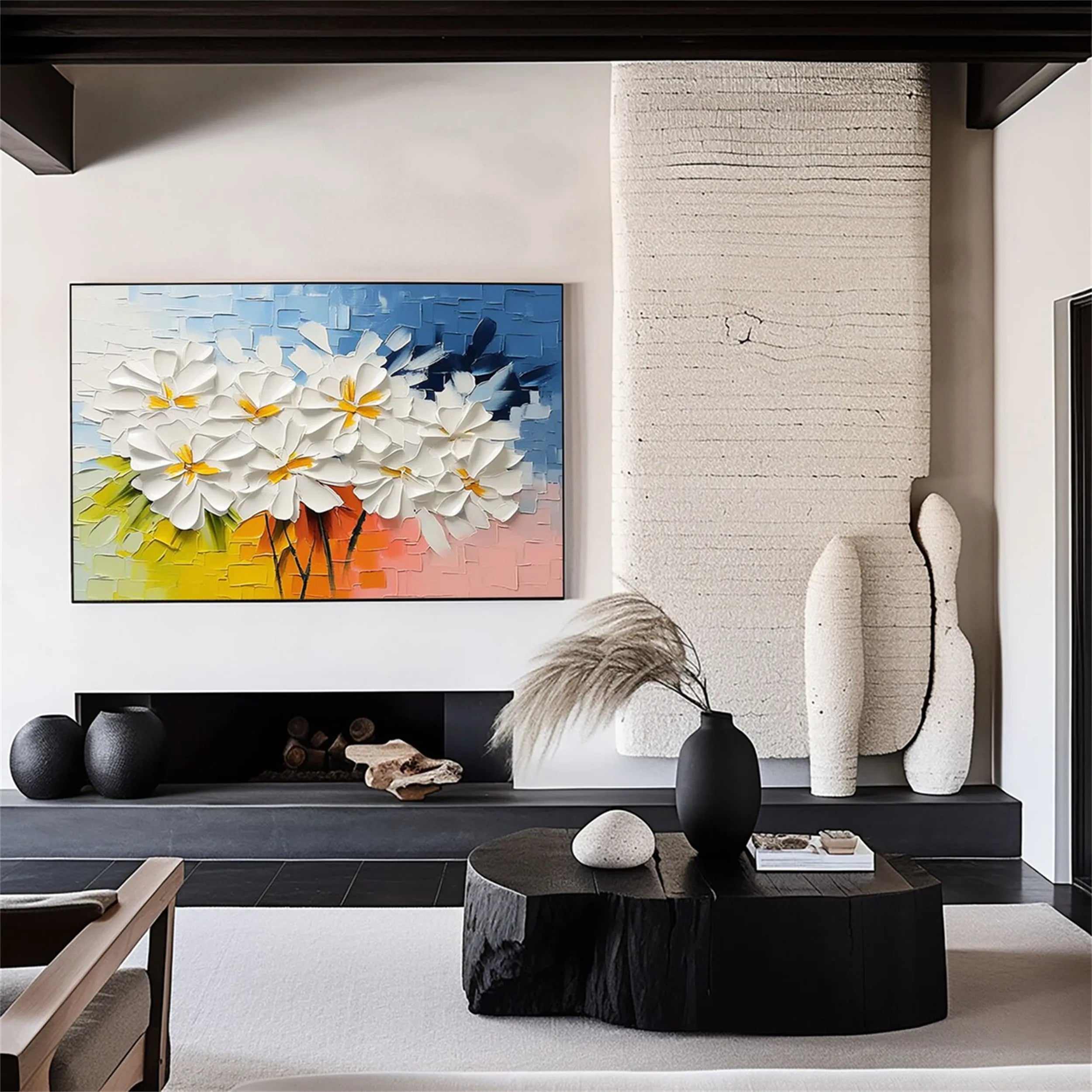 Golden Daisy Light Abstract Painting