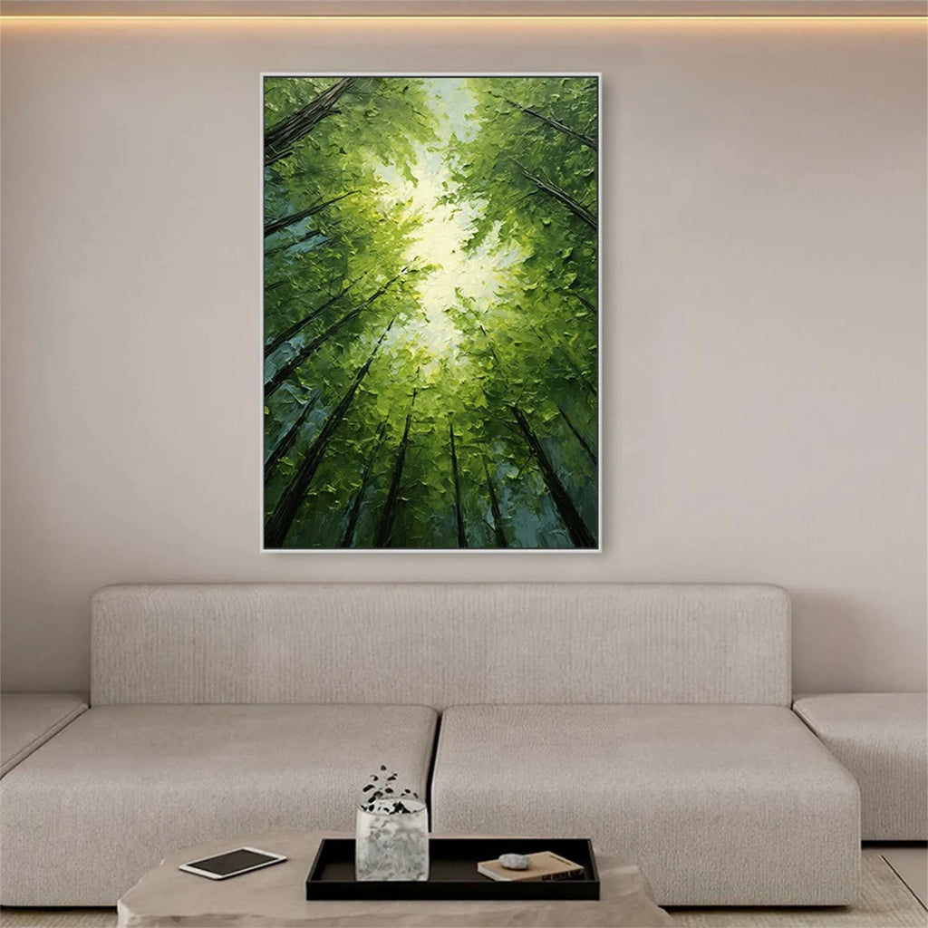 Emerald Canopy Light Forest Painting
