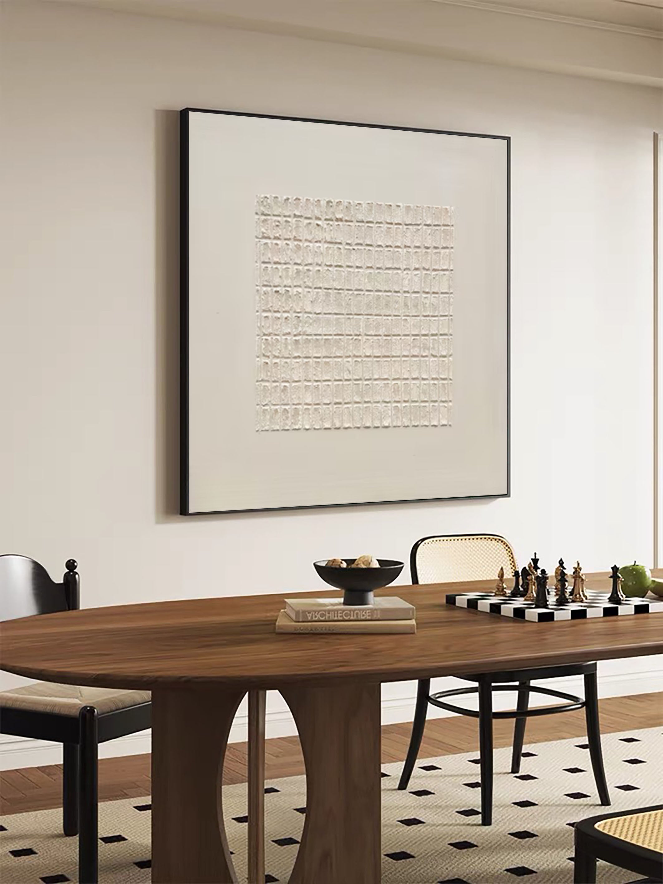 Centered Silence Grid Textured Painting