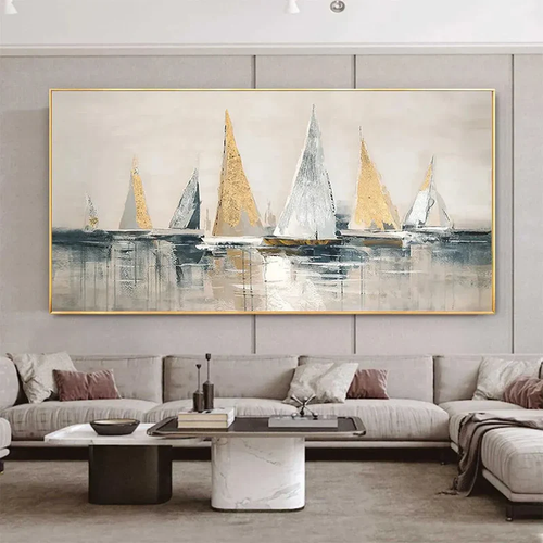 Abstract Sailboat Textured Painting