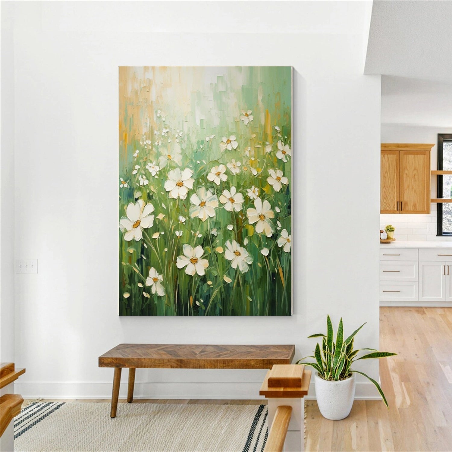 Morning Meadow White Floral Painting