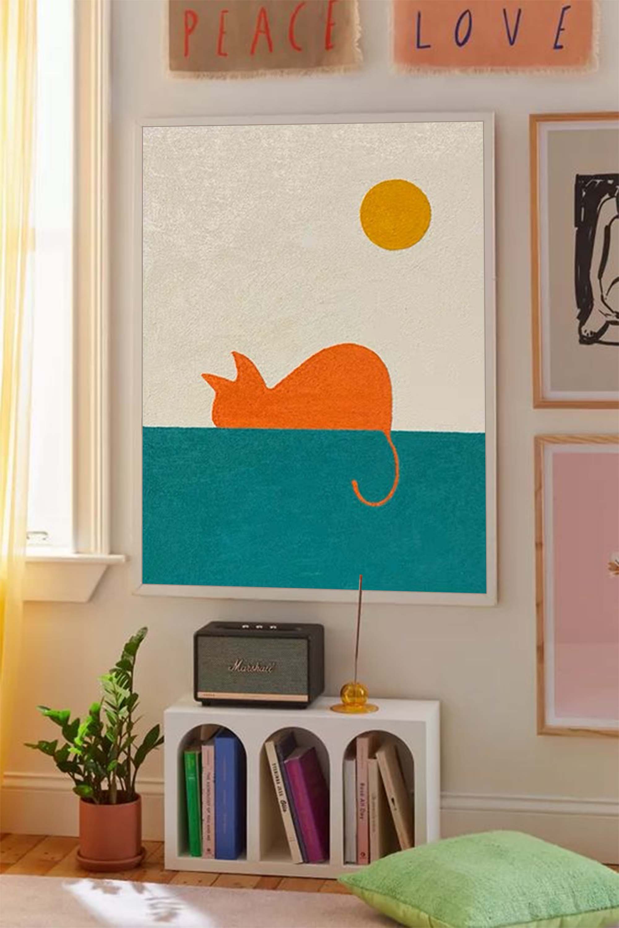 Sunset Cat: A Minimalist Nursery Wall Art for Kids Room Decor