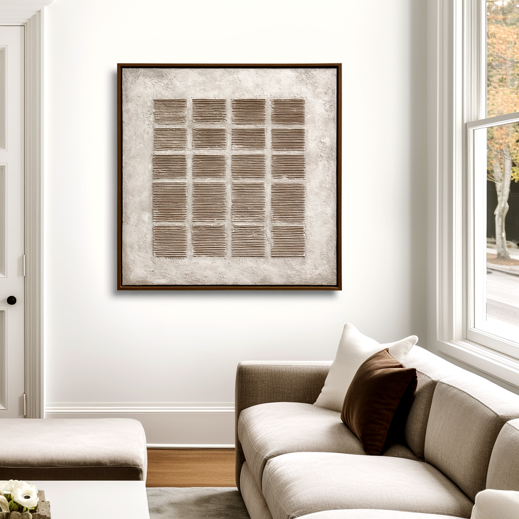 Wabi Sabi Grid Relief Art #ART90