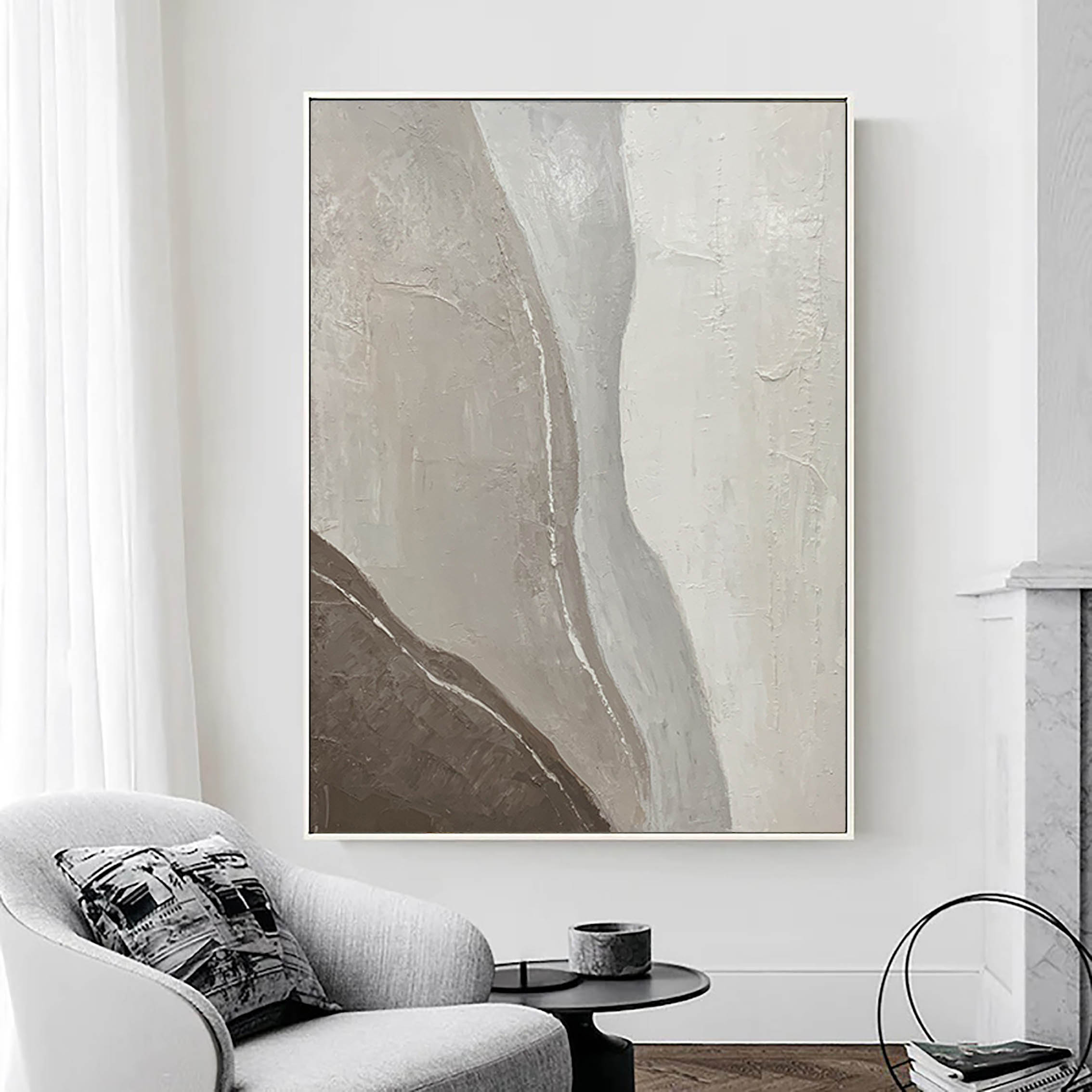 Earthen Flow: A Neutral Textured Wall Art for Modern Living Room