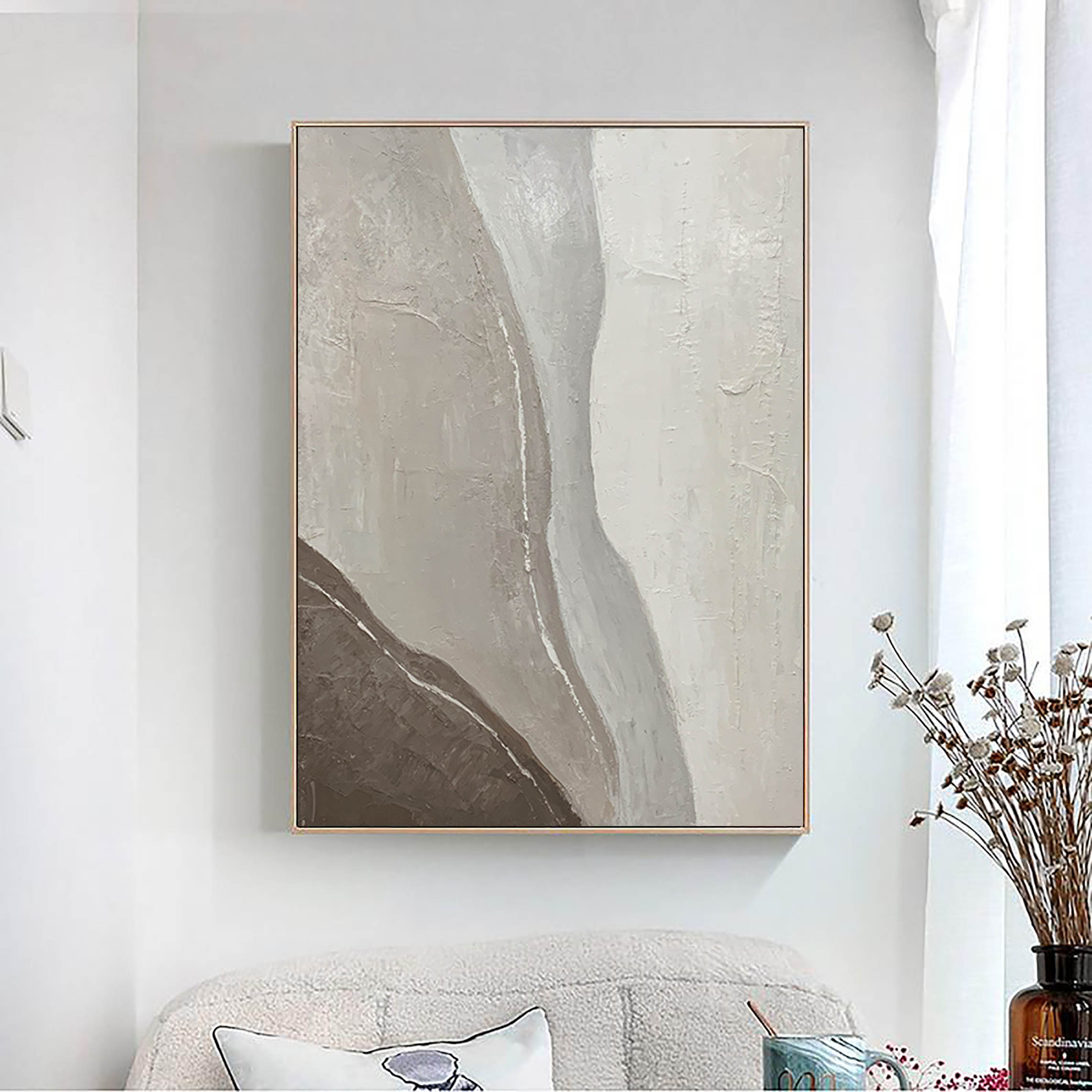 Earthen Flow: A Neutral Textured Wall Art for Modern Living Room