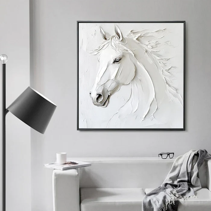 Pure Majesty White Horse Textured Painting